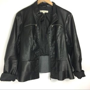 New York & Company Faux Leather Peplum Moto Jacket